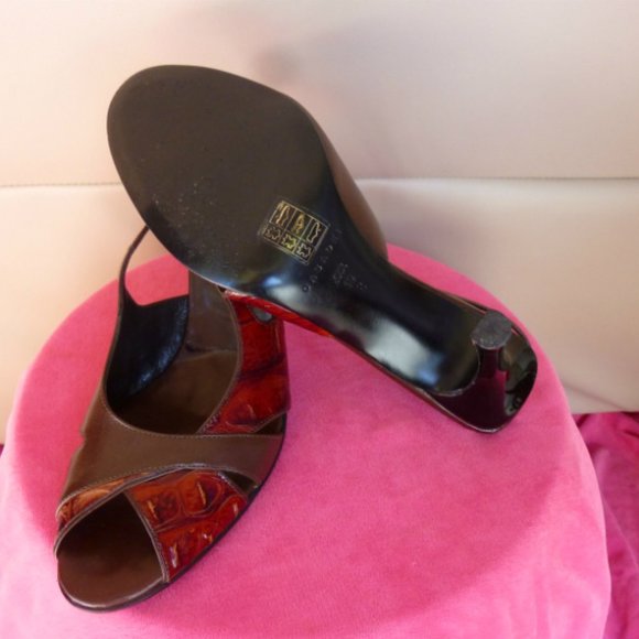 CASADEI ITALY LEATHER GENUINE CROCODILE SLINGBACKS - Picture 7 of 13